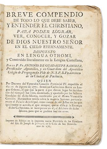 (MEXICAN IMPRINTS--1634.) Group of 3 works in indigenous languages.